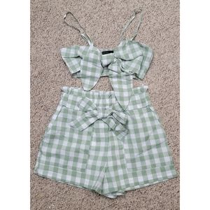 Green Plaid Crop Top and Skort